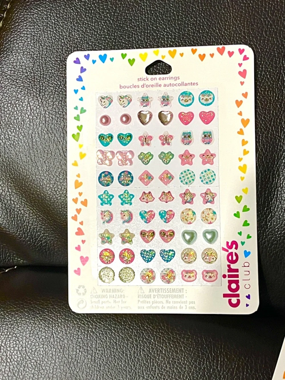 Claire’s Stick-On Earrings Bundle | 2 Packs | Cats, Unicorns, Hearts & Animal Pr